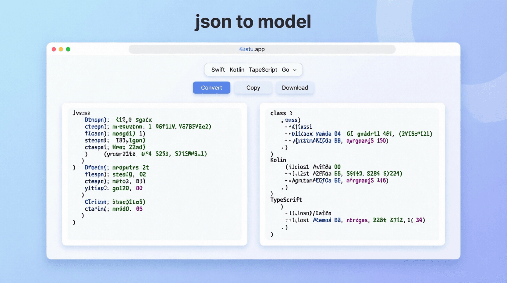 json to model icon