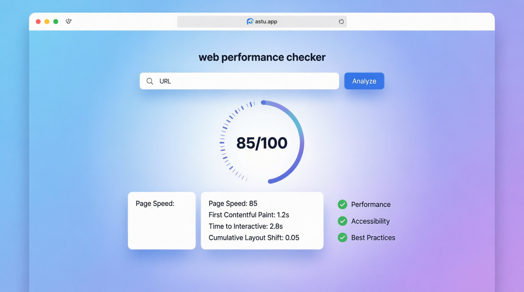 Performance Web Visual Web Performance Checker - PageSpeed Insights Report | astu.app